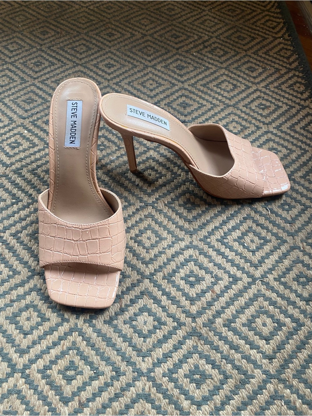 Nude Square Toe Heels
